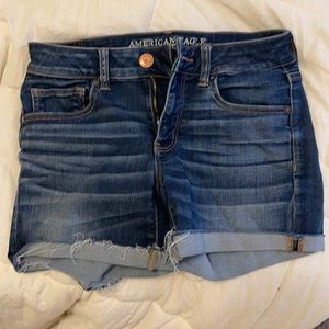 American Eagle dark wash midi shorts